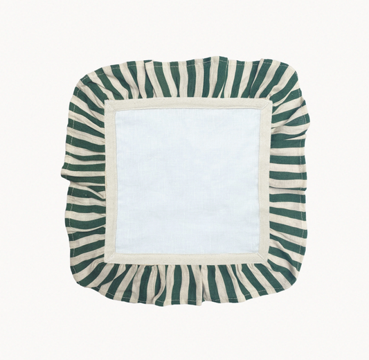 Emerald Candy Stripe Linen Napkins