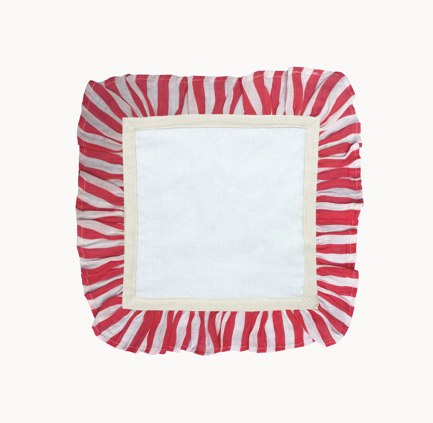 Cherry Candy Stripe Linen Napkins