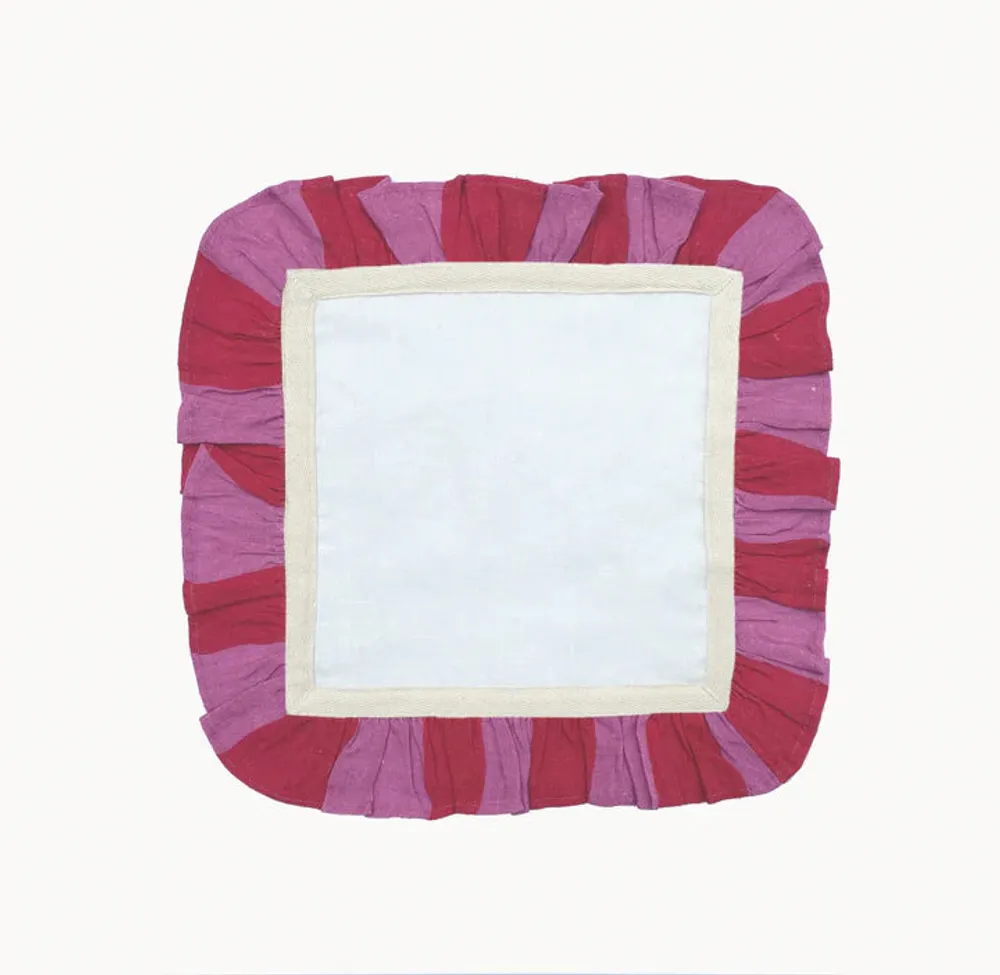 Cerise Wide Stripe Linen Napkins