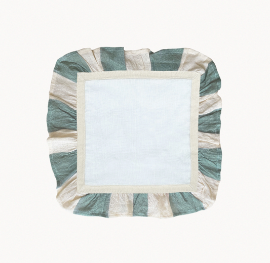 Sea Green Wide Stripe Linen Napkins