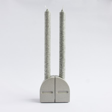 Soft Grey Symmetrical Candle Holders